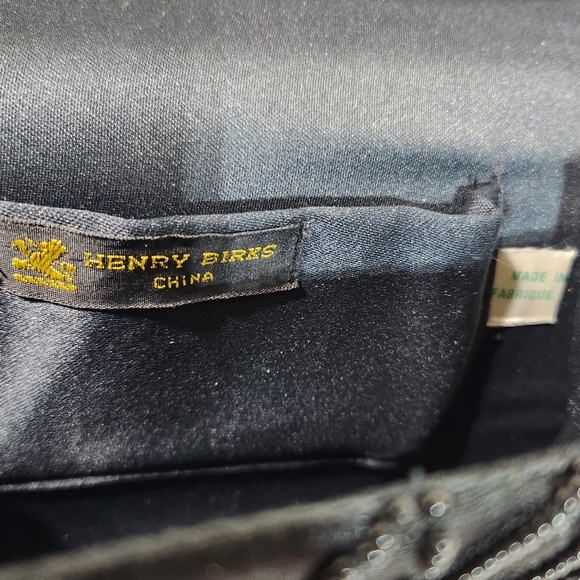 VTG Henry Birks Black Beaded Envelope Clutch Bag with Rope Shoulder Strap, 1990s - Picture 7 of 8
